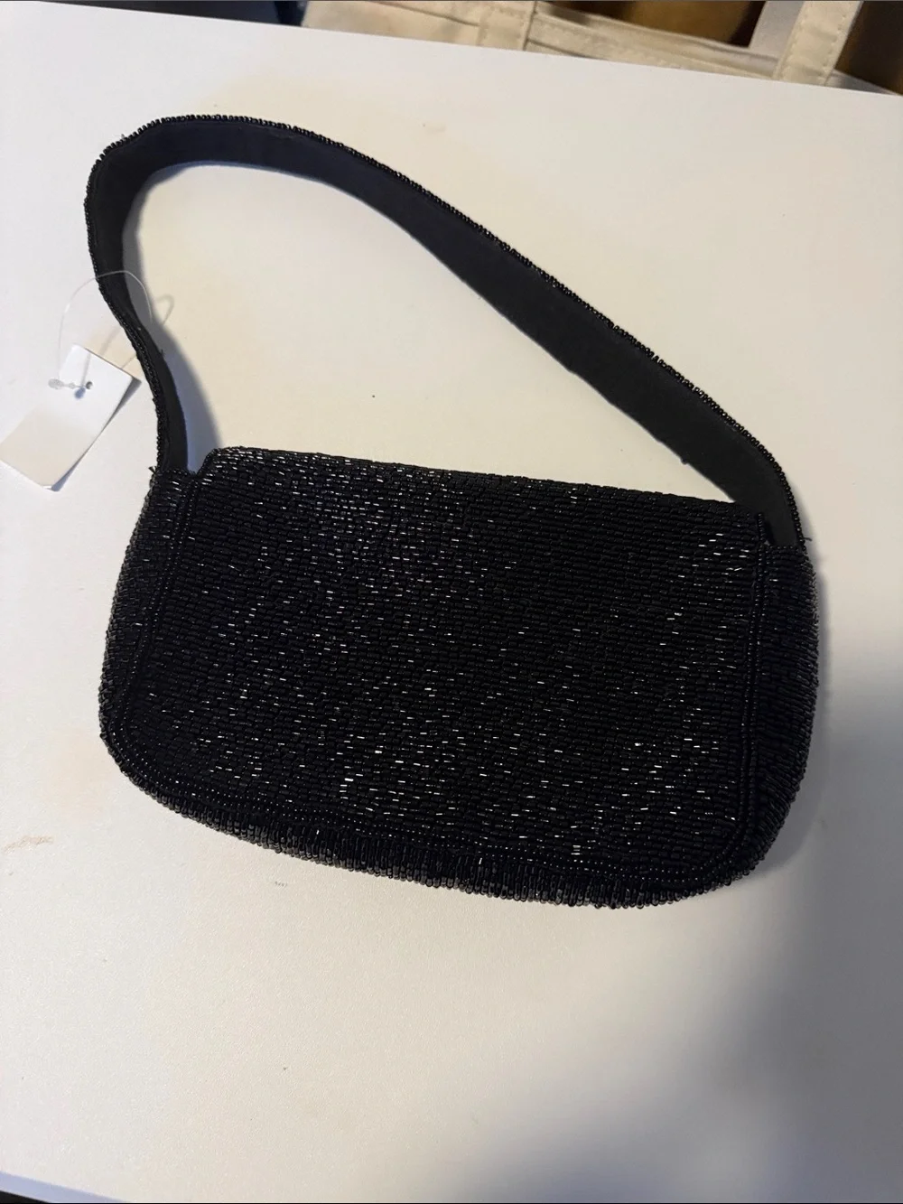 LOFT Black Beaded Wristlet Clutch